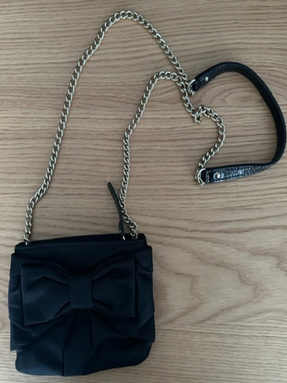 Kate Spade Black Bow Crossbody Chain Strap Satin Evening Bag